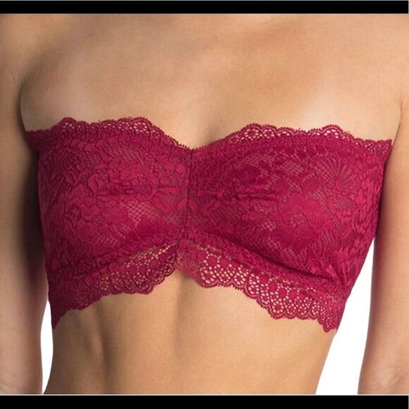 Free People Other - ❤NWT FREE people Burgundy lace bandeau bralette XS